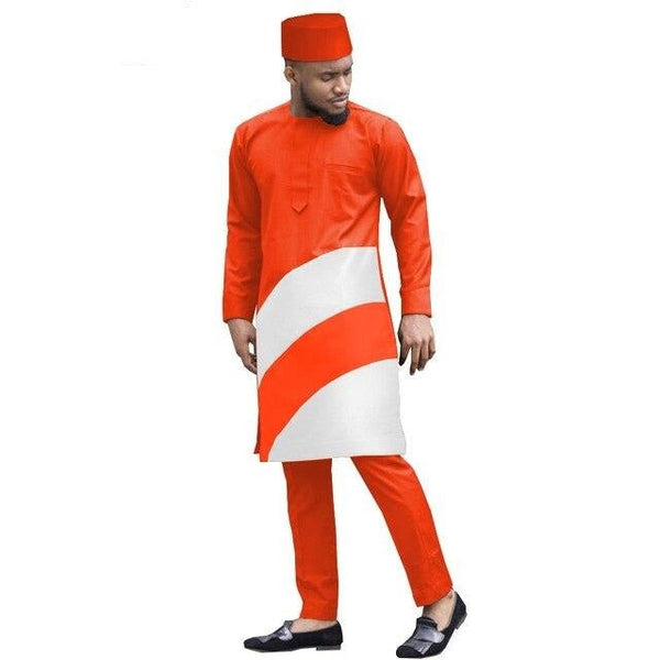 Boubou Africain Bazin Riche Orange