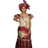 Boubou Africain Doré et Rouge Femme