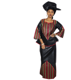 Boubou Africain Femme 2 Pièces Noir