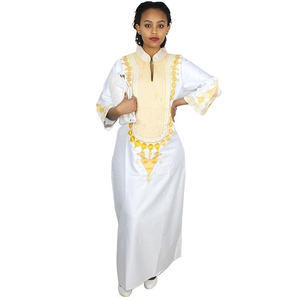 Boubou Africain Blanc Femme Coton