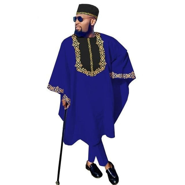 Boubou Africain Homme Mariage Bleu