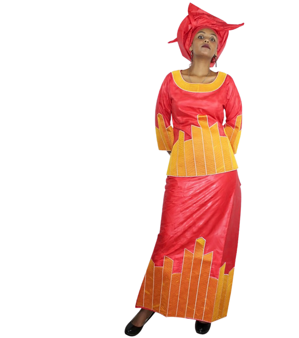 Boubou Africain Luxueux Rouge