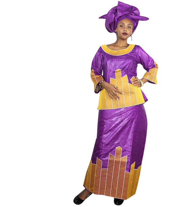 Boubou Africain Luxe Violet et Jaune