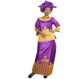 Boubou Africain Luxe Violet et Jaune