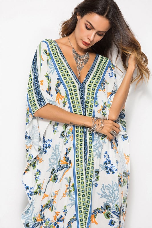 Boubou Blanc Fleur Marocain Femme