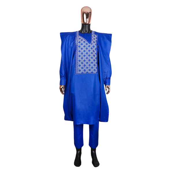 Boubou Africain Homme Bleu