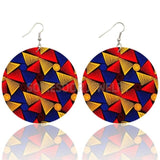 Boucles d'Oreilles Créoles Bambou Africain Jaune Bleu Rouge