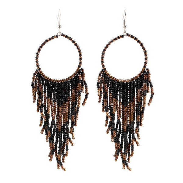 Boucles d'Oreilles en Perles Africaine