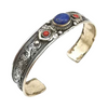 Bracelet en Argent Type Africain Grosse Pierre Bleue