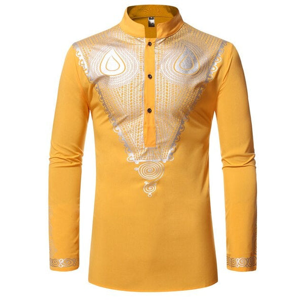Poches Chemise Col Mao En Pagne Homme Chemise Jaune Homme Chemise