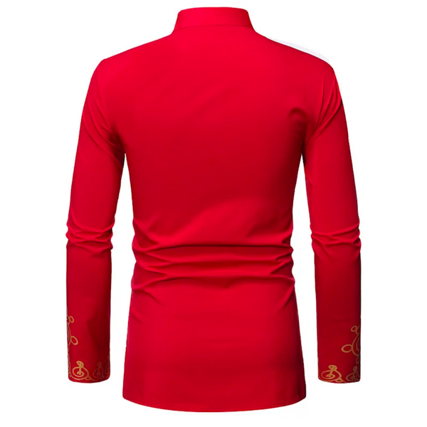 Chemise Africaine Rouge Col Mao