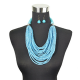 Collier africain de 10 000 Mini Perles bleu clair