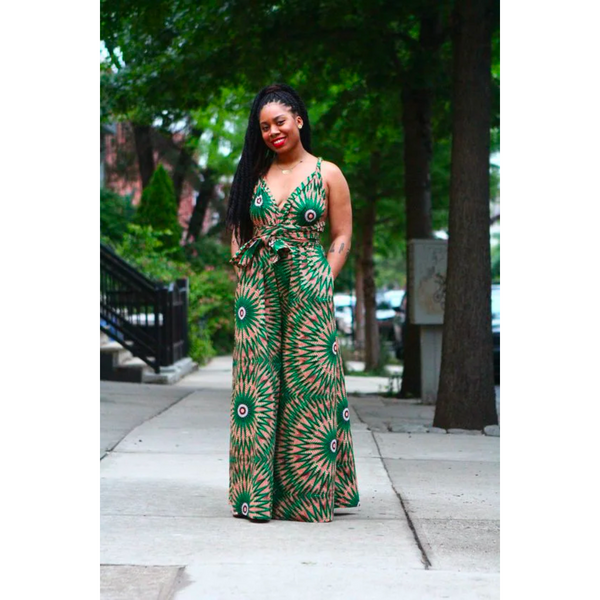 African Style Flared Trouser Jumpsuit 