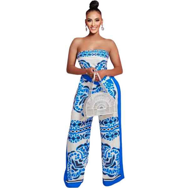 Ensemble Pantalon Bleu Leger Femme Africaine