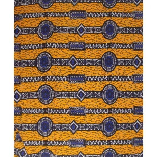 Tissu Wax Africain Jaune et Bleu