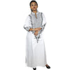 Boubou Africain Femme Blanc et Gris