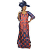 Boubou Africain Femme Mariage Rouge Bleu