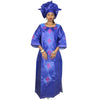 Boubou Bleu Femme Africaine Avec Turban
