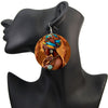 Boucles d'Oreilles Ronde en Bois Femme Africaine