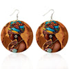 Boucles d'Oreilles en Bois Femme Africaine