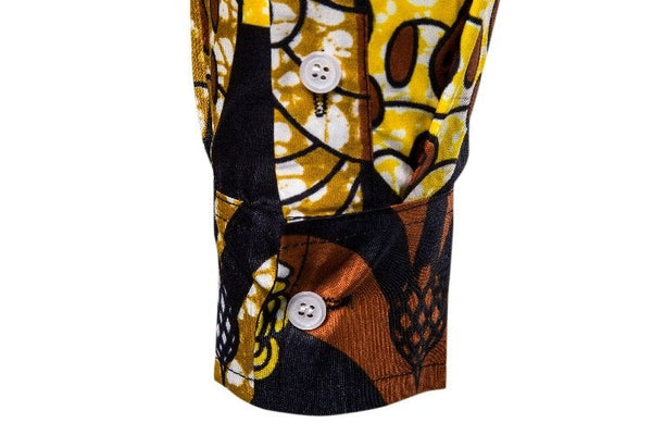 Chemise Homme en Pagne Wax Africain Manche