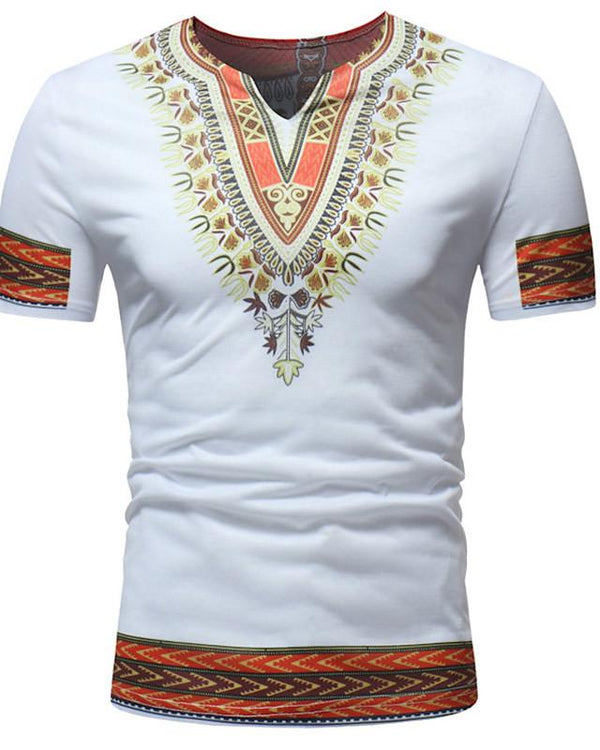 T-shirt Tribal Africain Homme Blanc